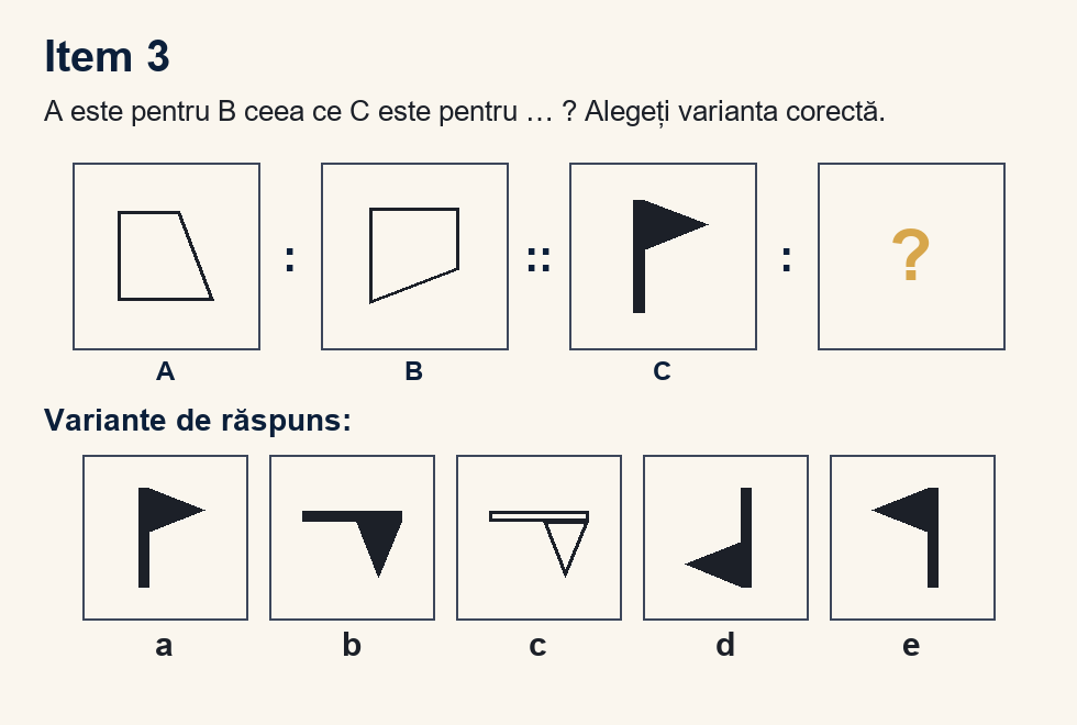 Exercițiu 3 de analogii figurale, cu variantele de răspuns