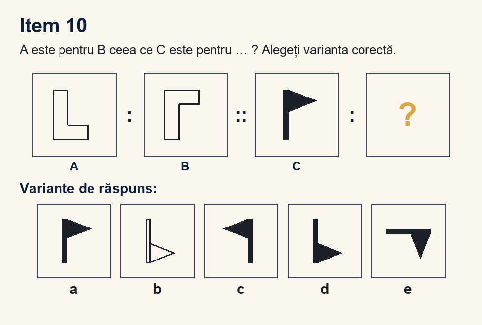 Exercițiu 10 de analogii figurale, cu variantele de răspuns