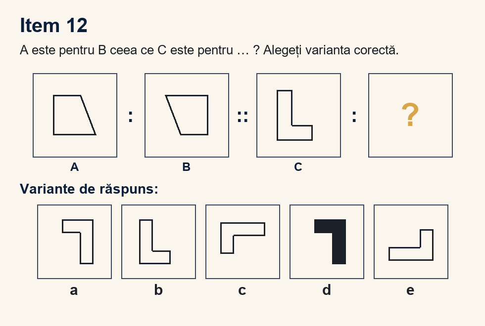 Exercițiu 12 de analogii figurale, cu variantele de răspuns