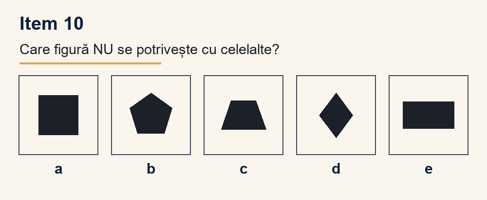 Exercițiu 10 de intrusul figural, cu variantele de răspuns
