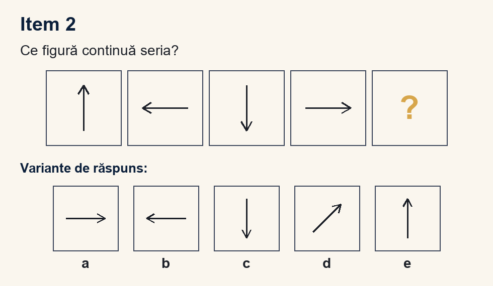 Exercițiu 2 de serii figurale, cu variantele de răspuns