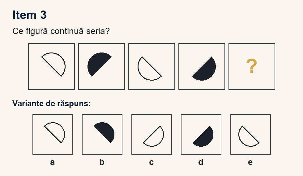 Exercițiu 3 de serii figurale, cu variantele de răspuns
