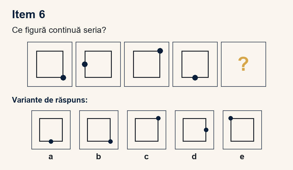 Exercițiu 6 de serii figurale, cu variantele de răspuns