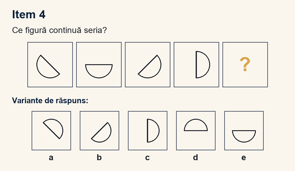 Exercițiu 4 de serii figurale, cu variantele de răspuns