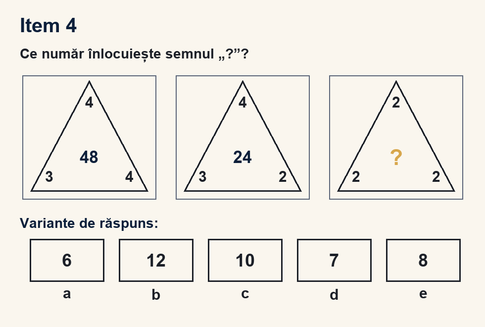 Exercițiu 4 de serii numerice figurale, cu variantele de răspuns