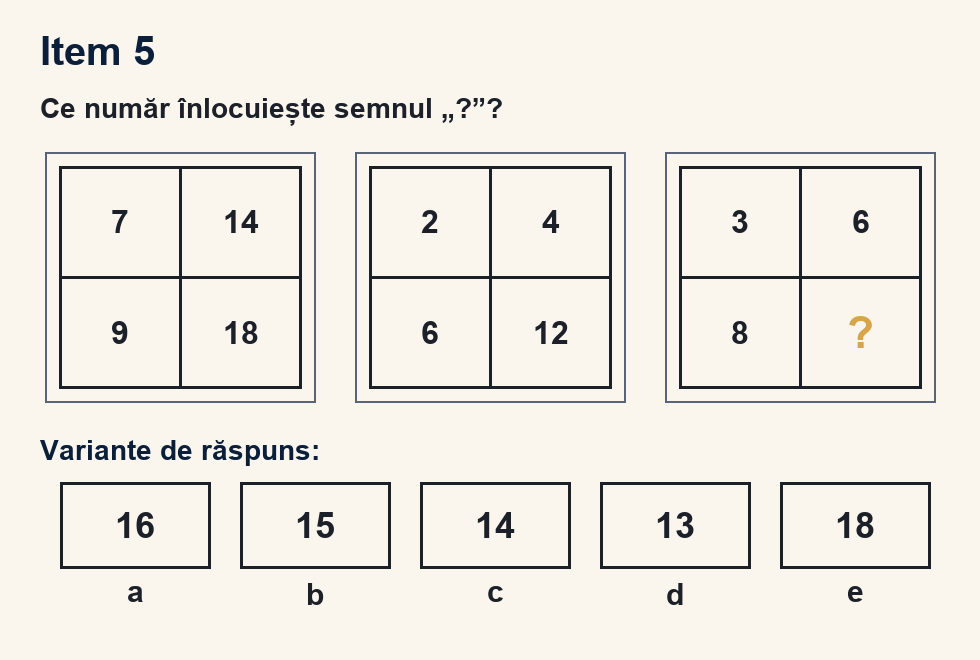 Exercițiu 5 de serii numerice figurale, cu variantele de răspuns