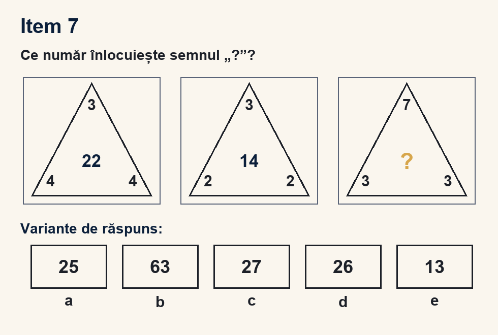 Exercițiu 7 de serii numerice figurale, cu variantele de răspuns